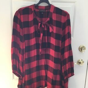 Lane Bryant Red and Black Plaid Women's Top